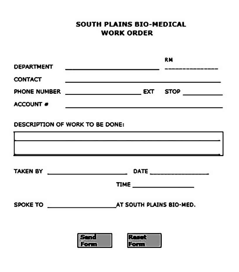 Bio Medical Work Order templates