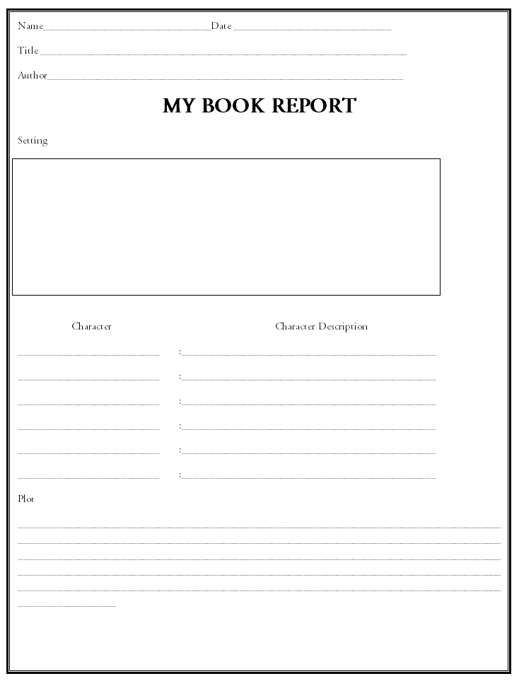 Book Report Template 01