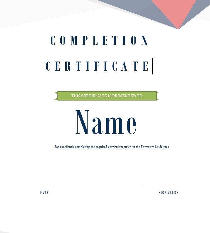 Certificate of Completion Template 03