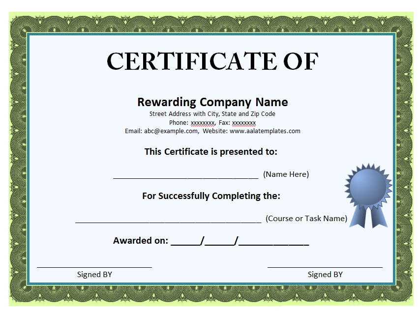 Certificate of Completion Template 04