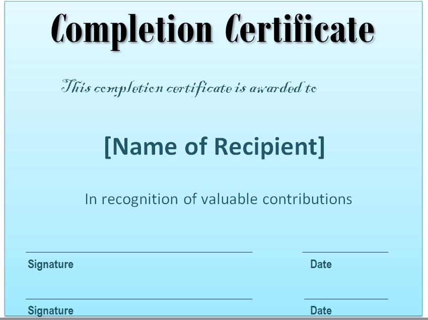 Certificate of Completion Template 05