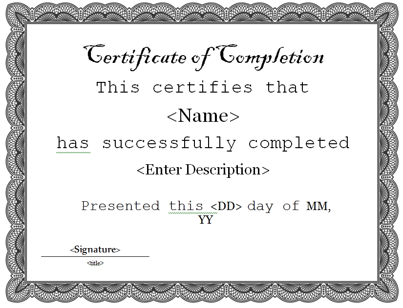 Certificate of Completion Template 15