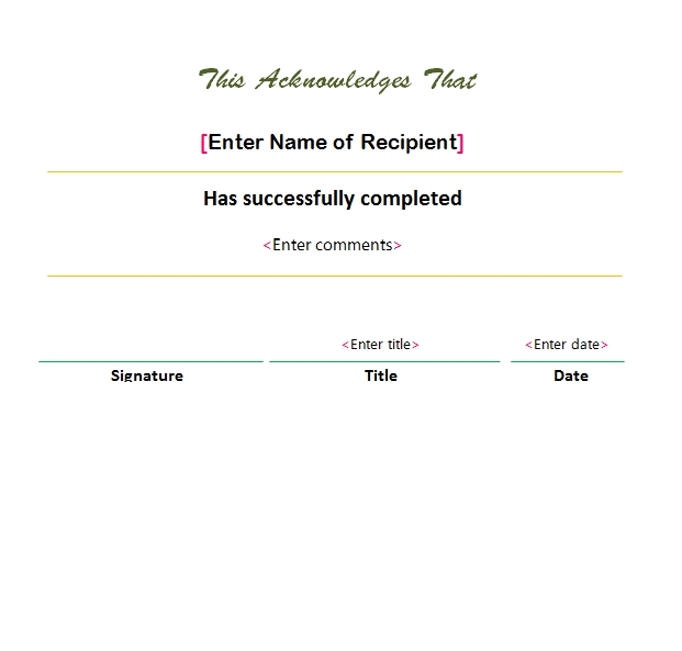 Certificate of Completion Template 18