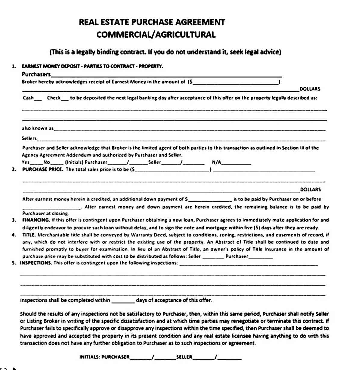 Commercial Real Estate Purchase Agreement