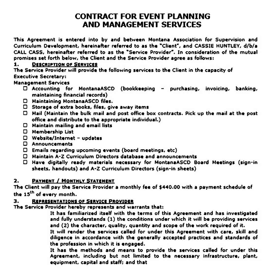 Contract for Event Planning and Management Services
