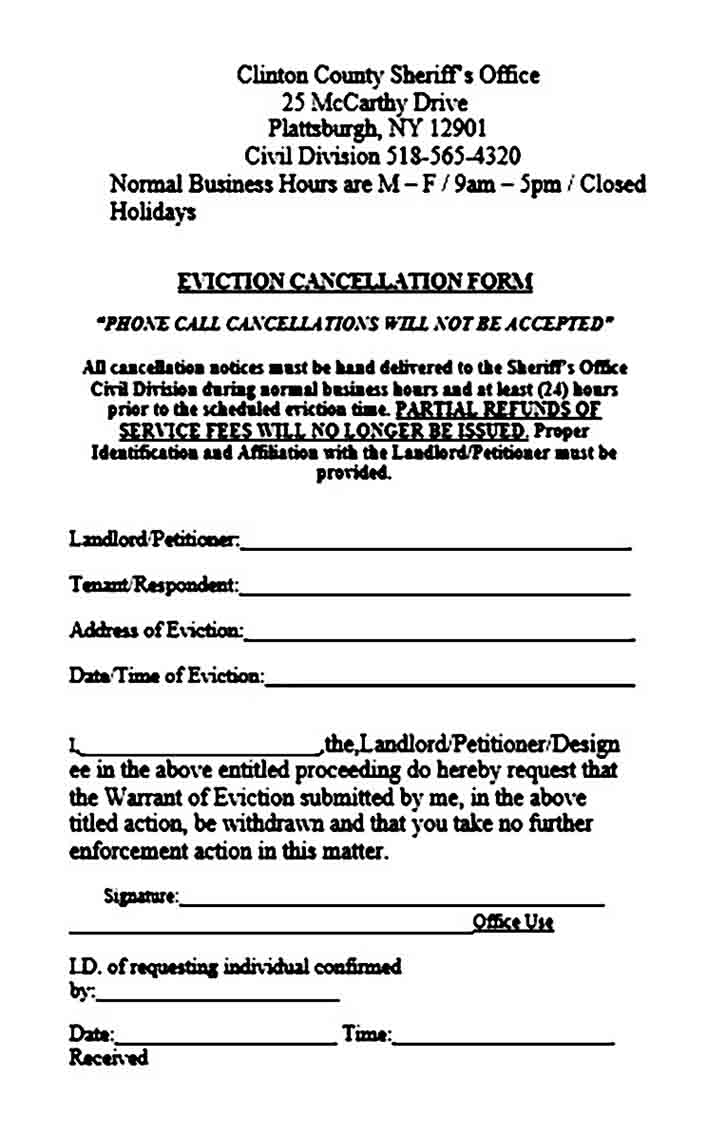 Eviction Notice Cancellation Form