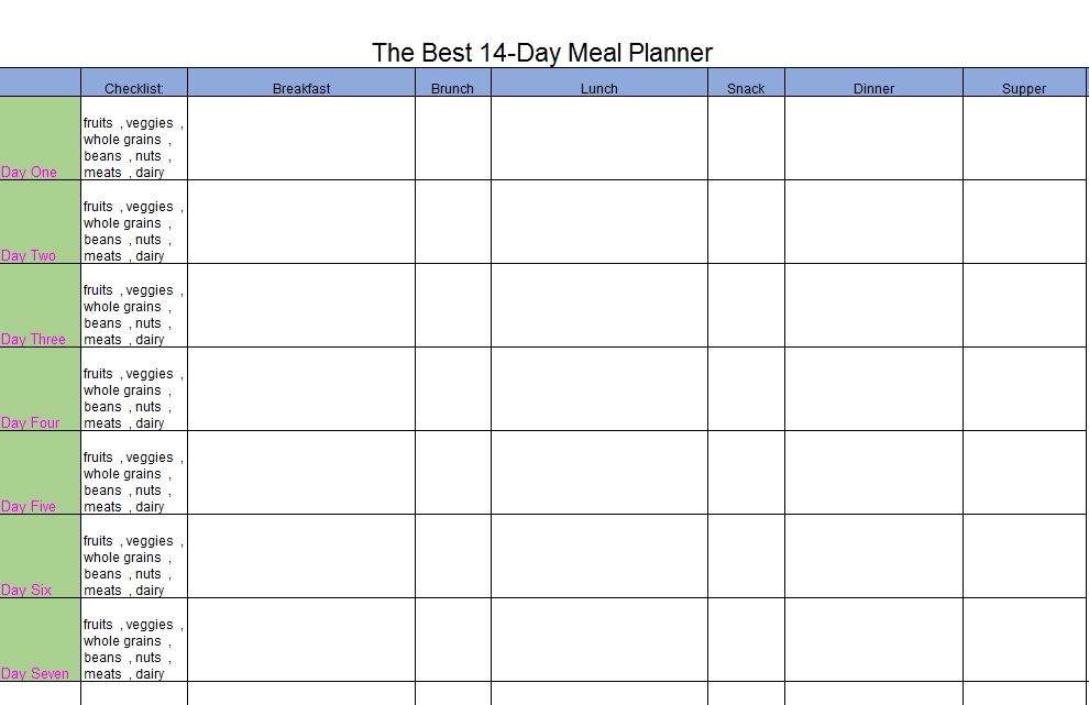 Meal Plan Template 37