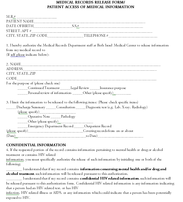 Medical Release Form 08