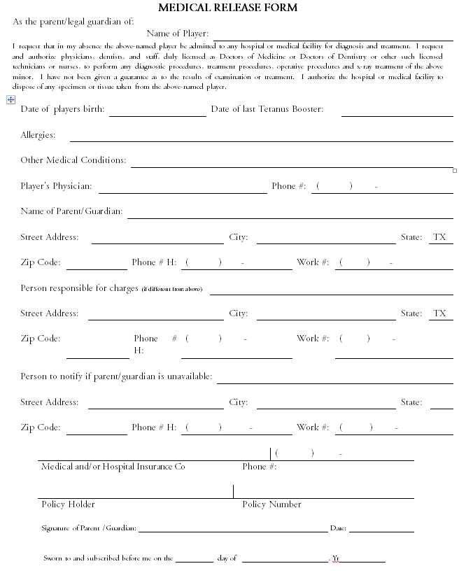 Medical Release Form 09