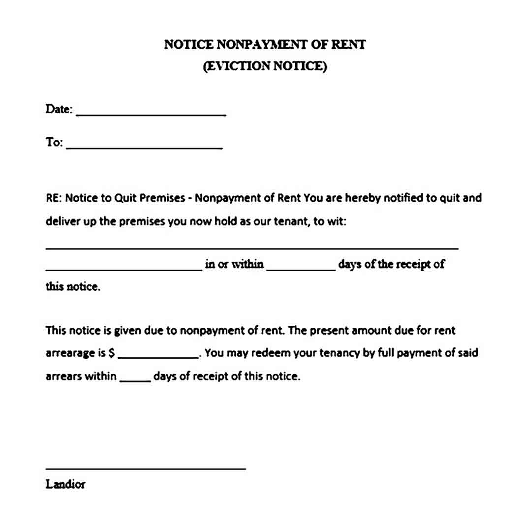 Nonpayment of Rent Eviction Notice