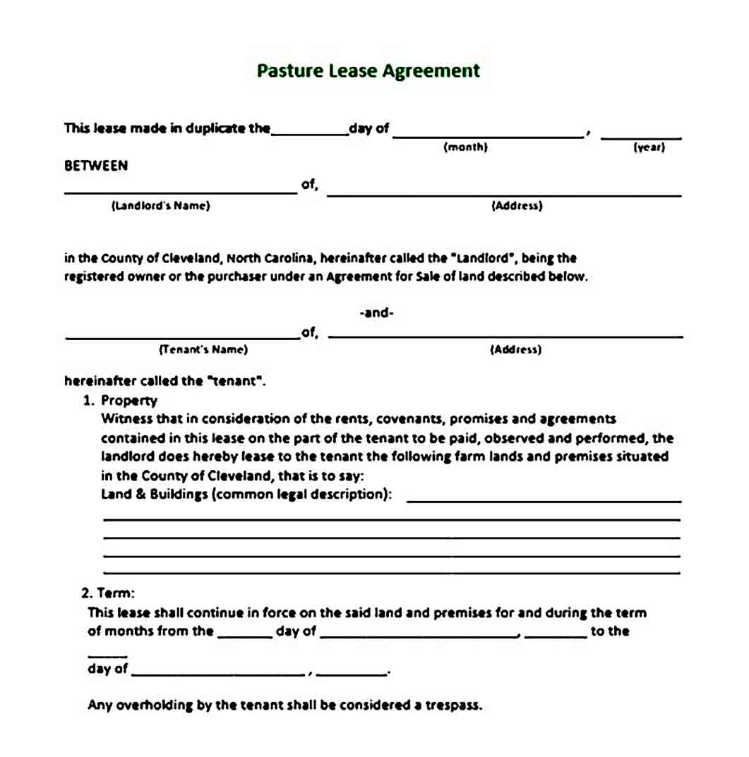 Pasture Land Lease Agreement