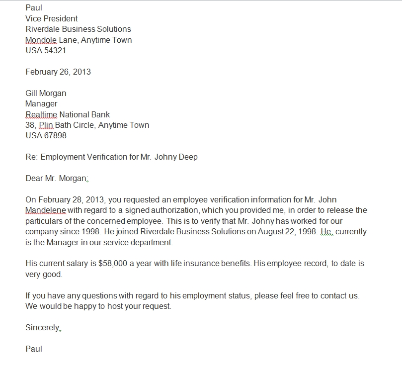 Proof of employment letter 10