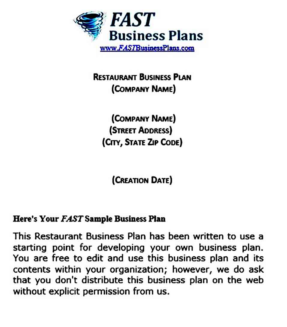 Restaurant Business Plan templates