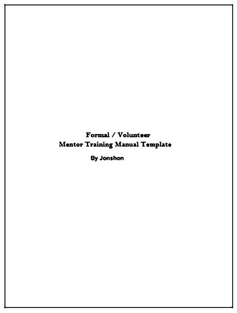 Sample Mentor Training Manual templates