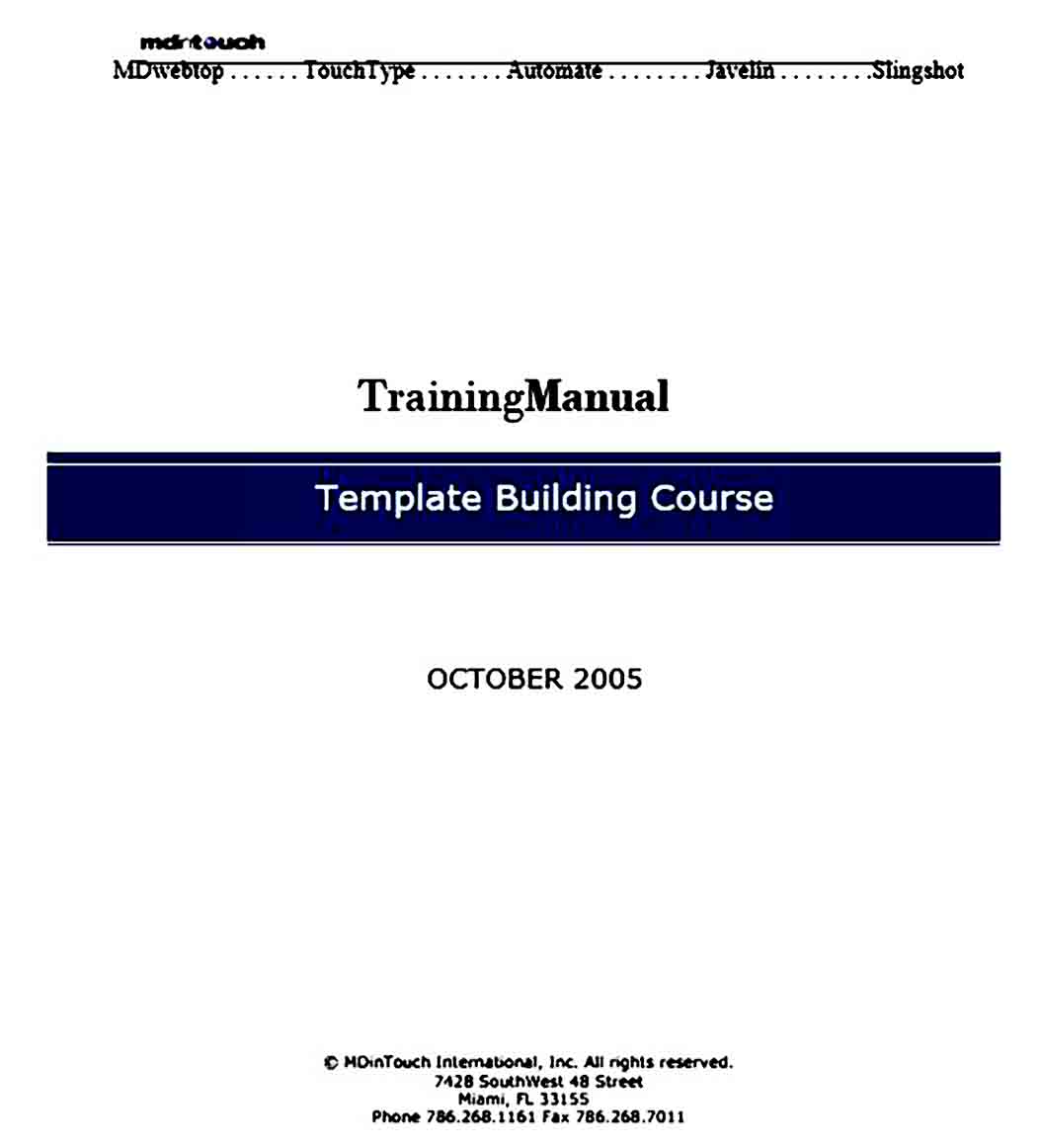 Sample Training Manual templates Format