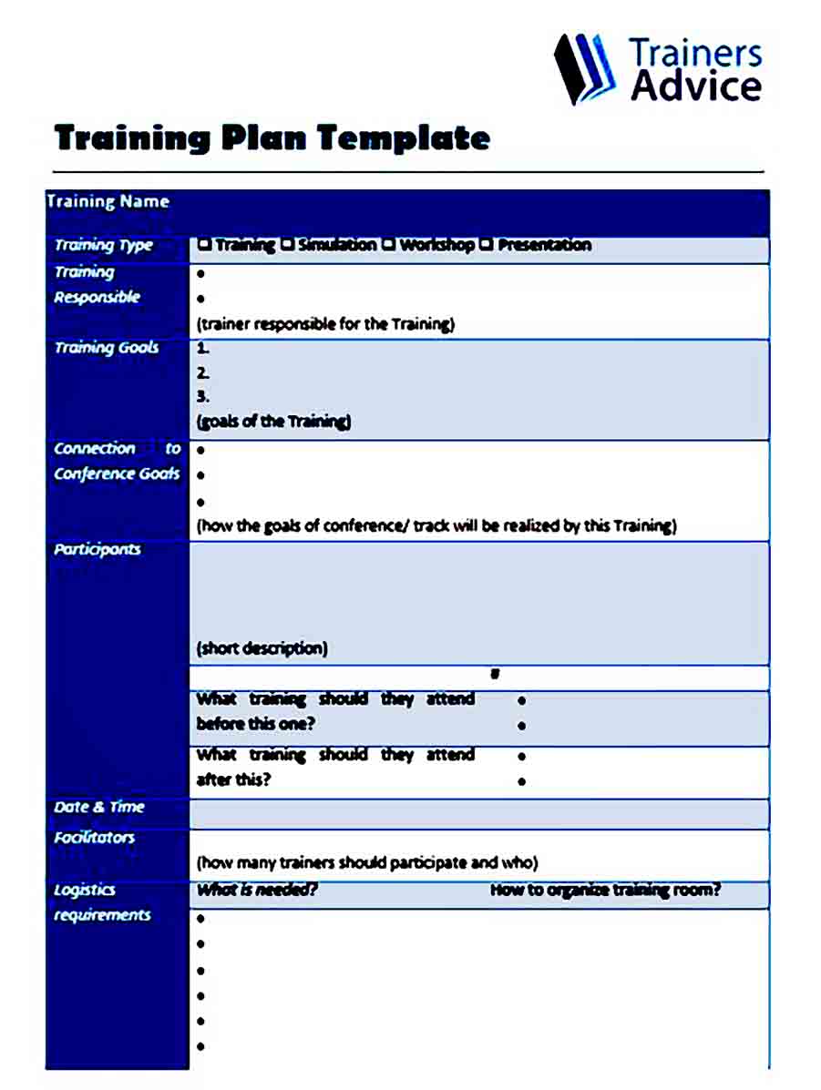 Sample Training Plan templates