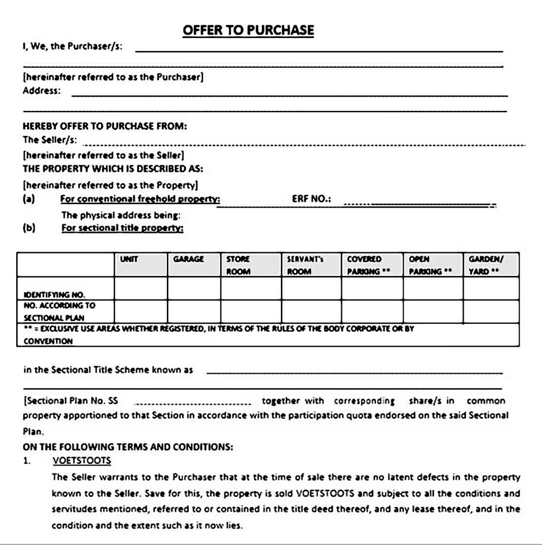 Simple Offer to Purchase Real Estate Form