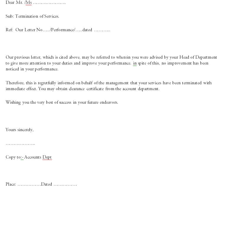 Termination Letter Template 10