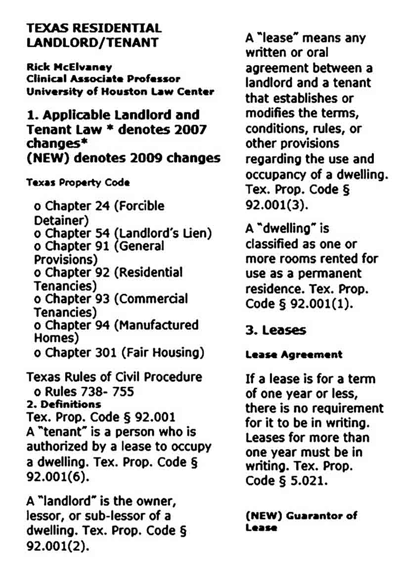 Texas Residential Lease Agreement