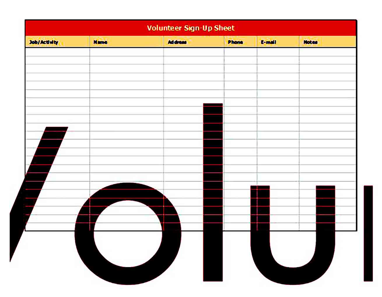 Volunteer Sign Up Sheet Excel templates