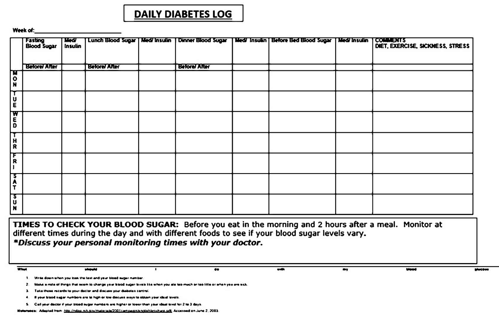blood sugar log templates doc