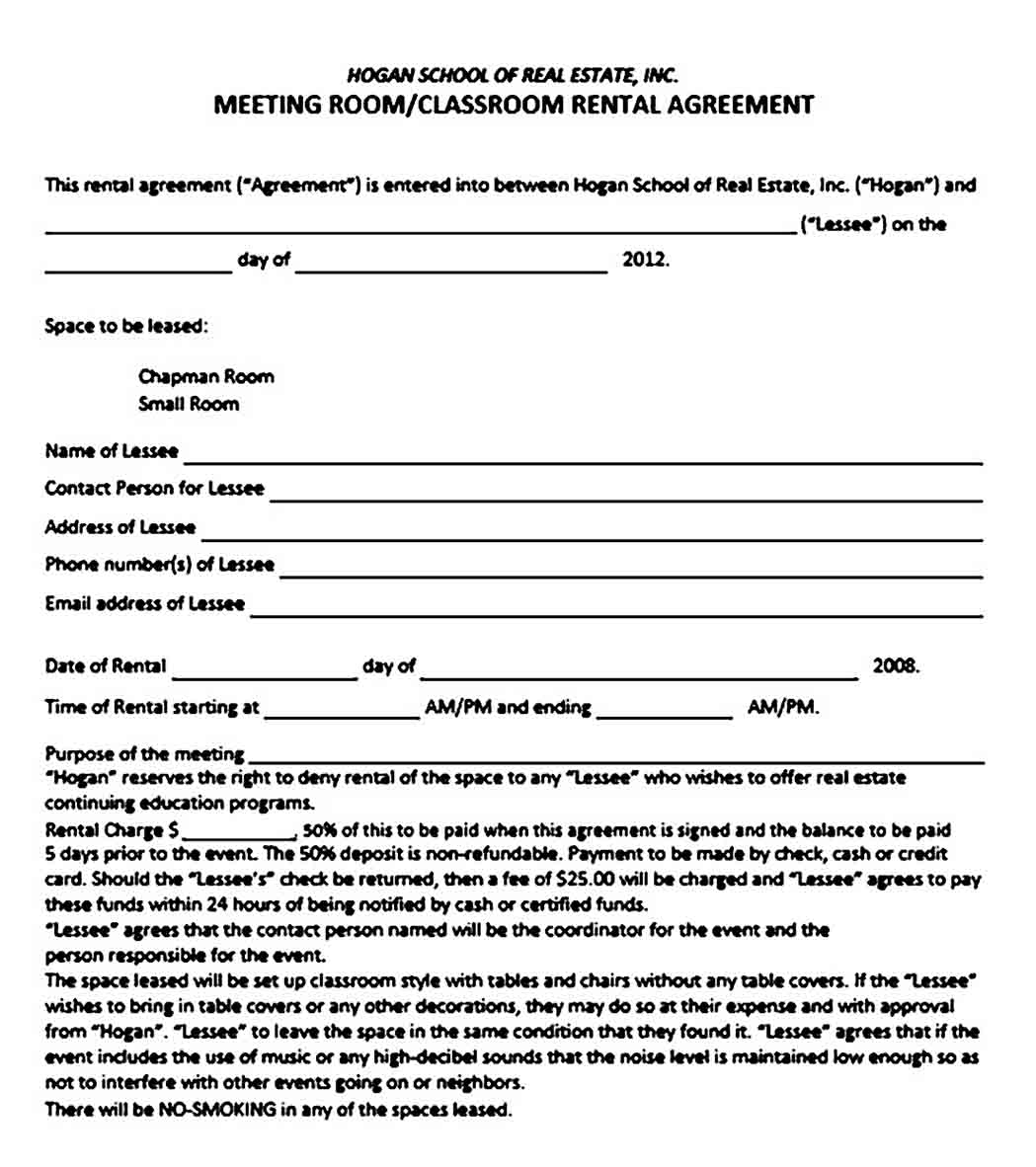 classroom rental agreement