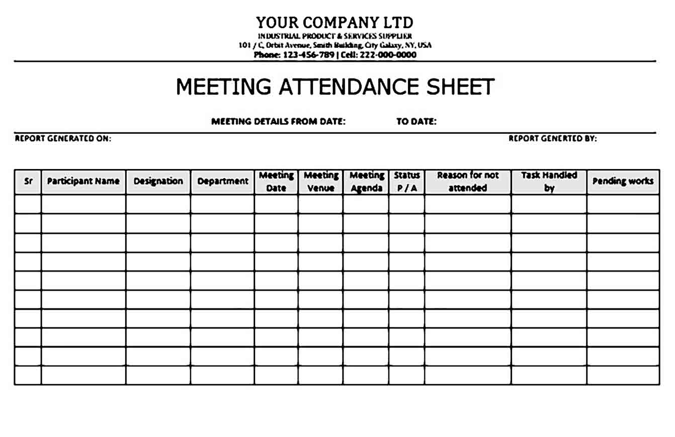 company meeting attendance sheet