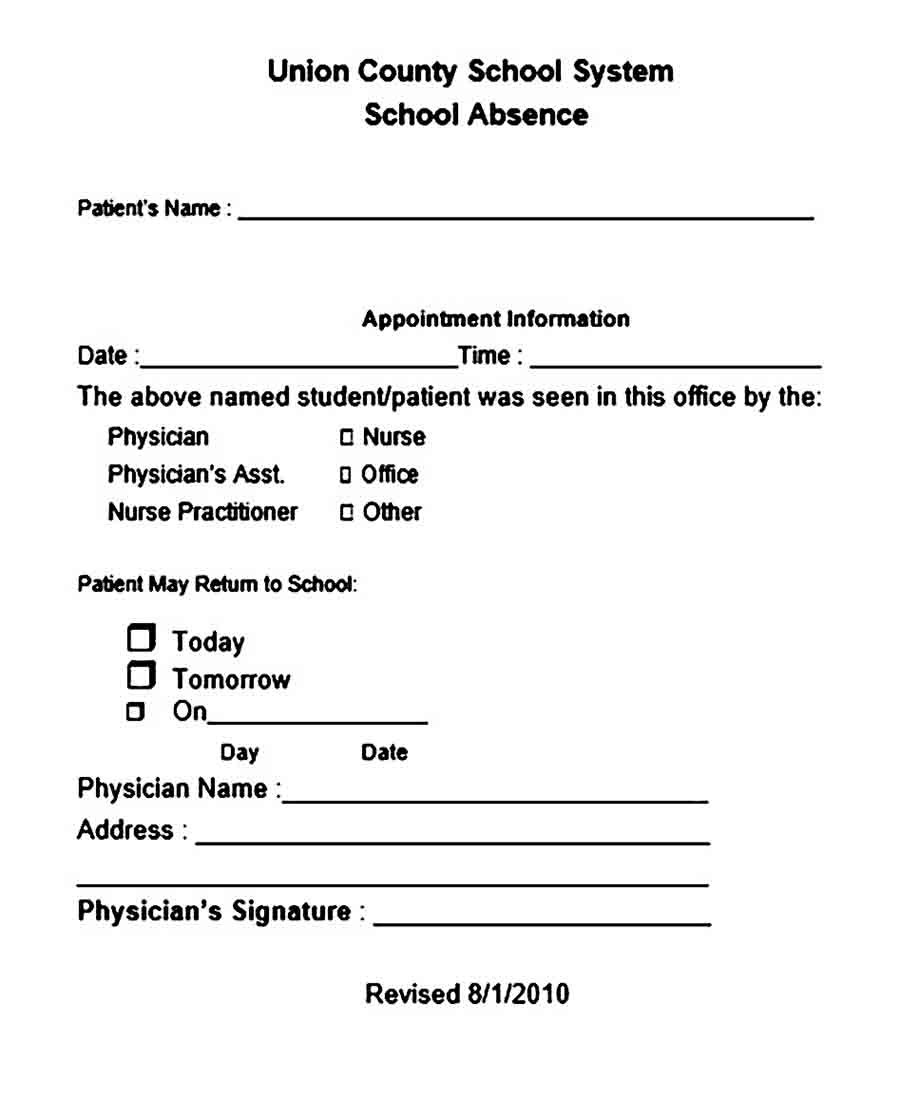 doctor note templates for school1