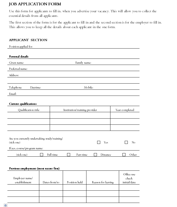 employment application template 02