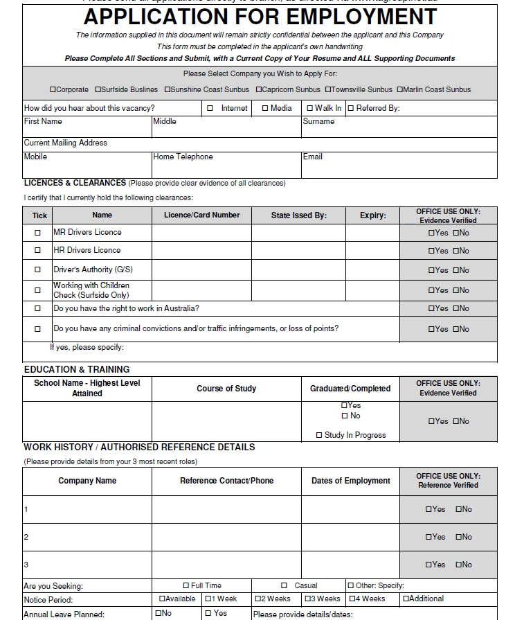 employment application template 50