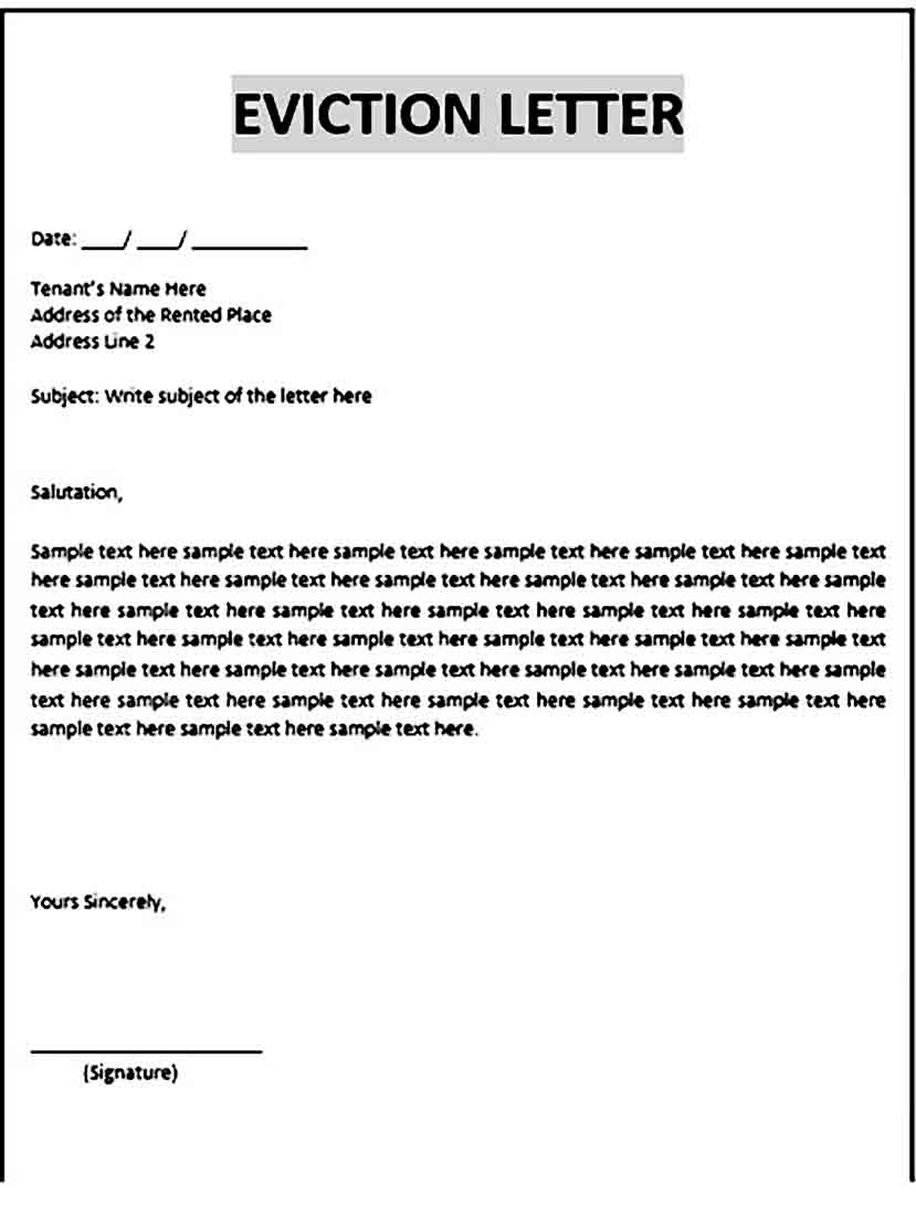 eviction letter templates