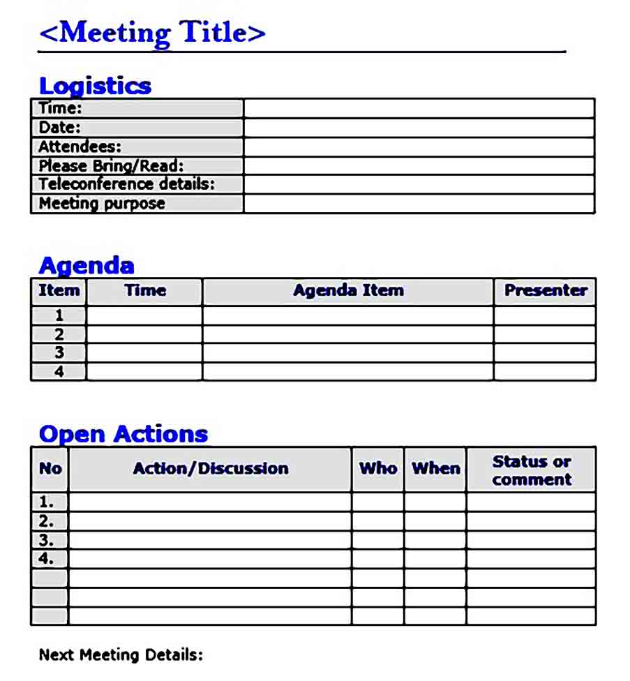 meeting minutes templates for word