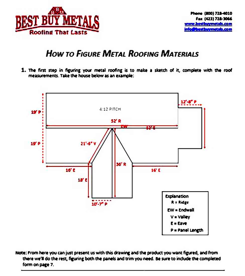 metal roof panels quote sheet