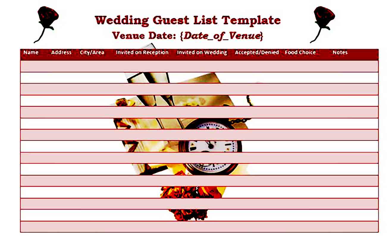 printable wedding guest list templates