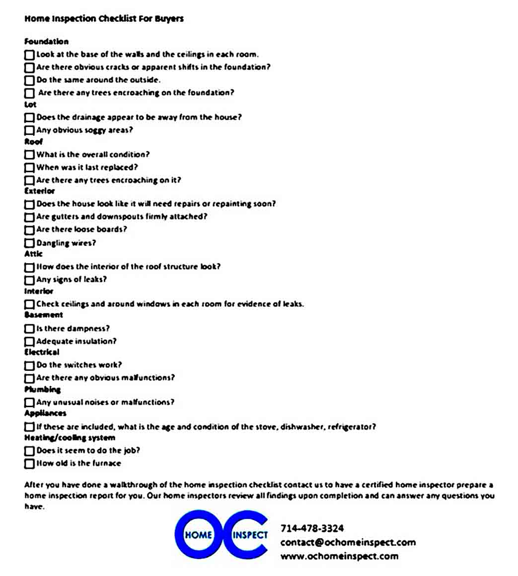 professional home inspection checklist