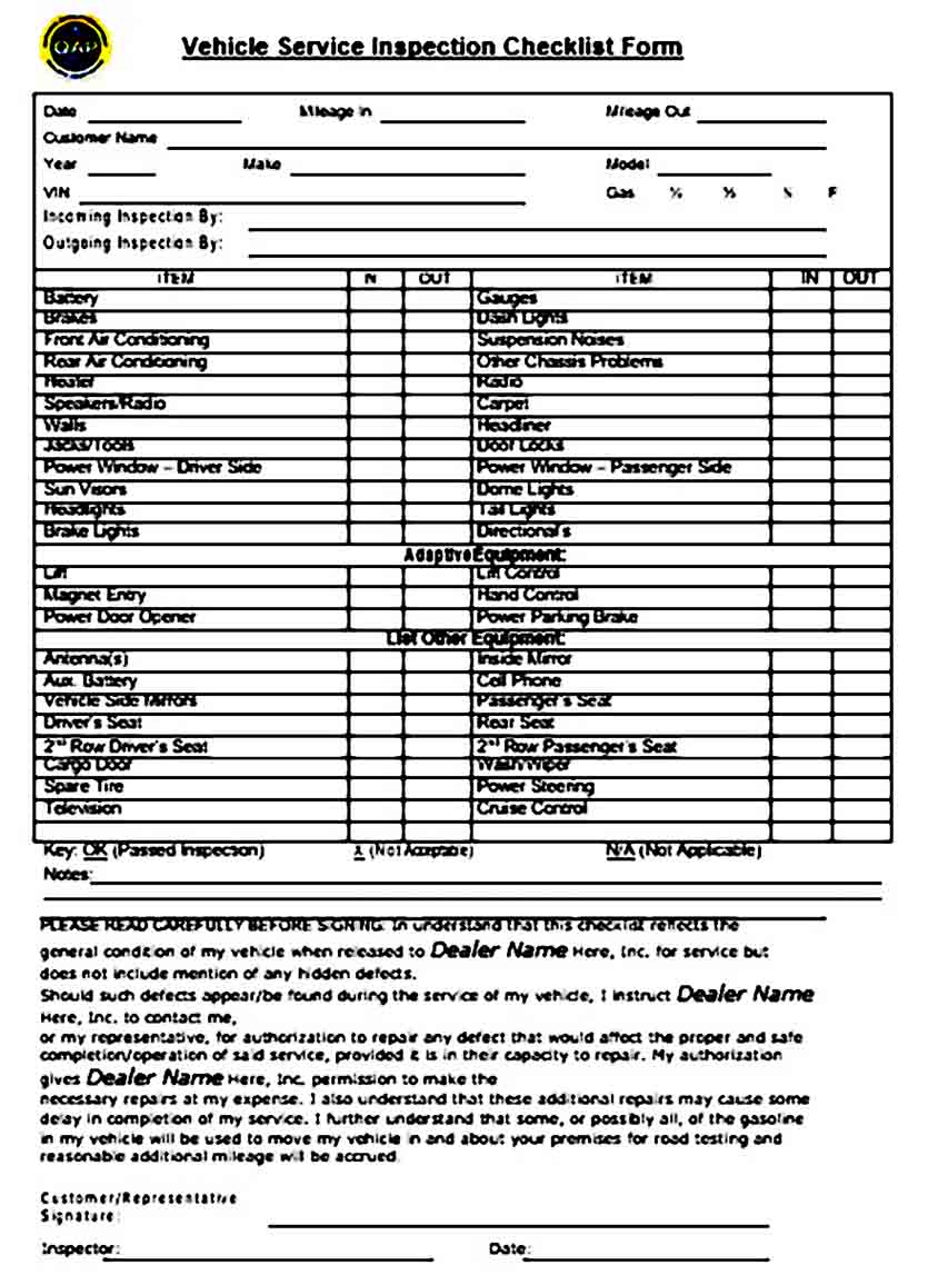 qap f22 a sample vehicle service inspection checklist form1