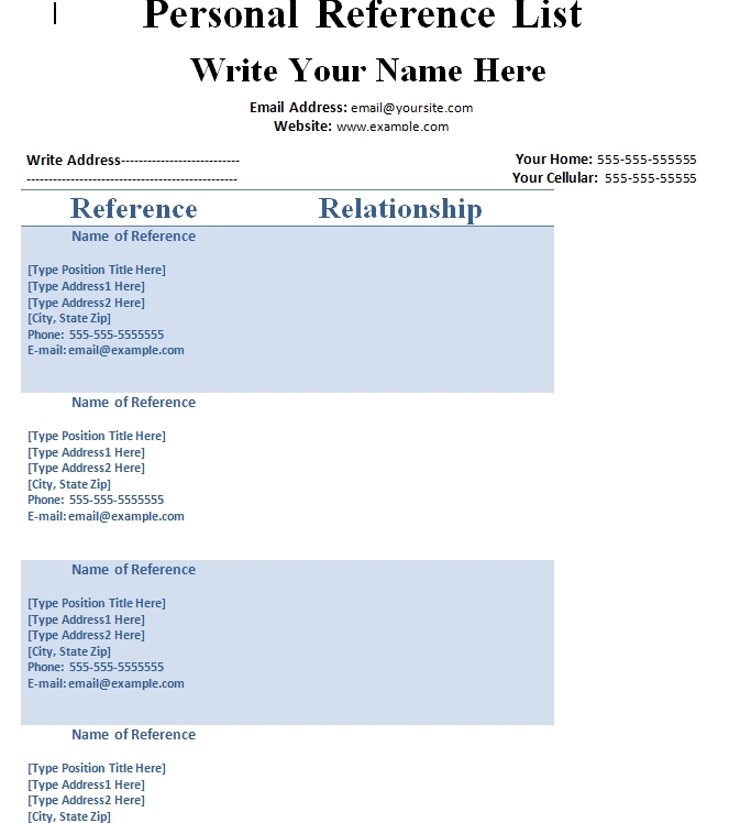 reference page template 22