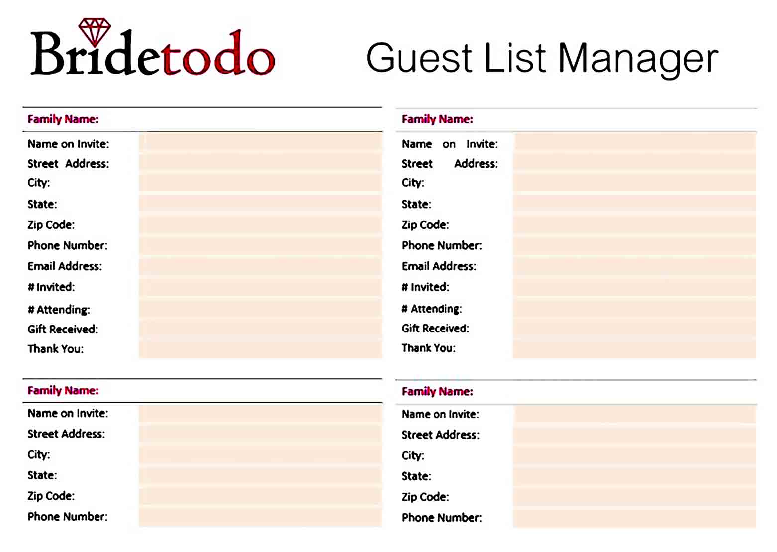 wedding guest list manager templates