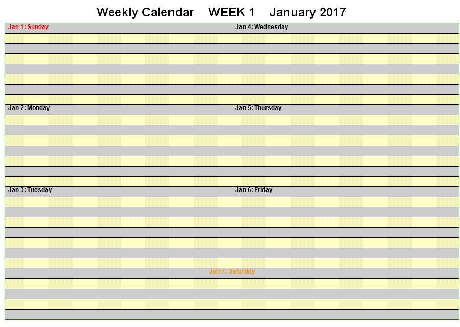 weekly calendar template 12