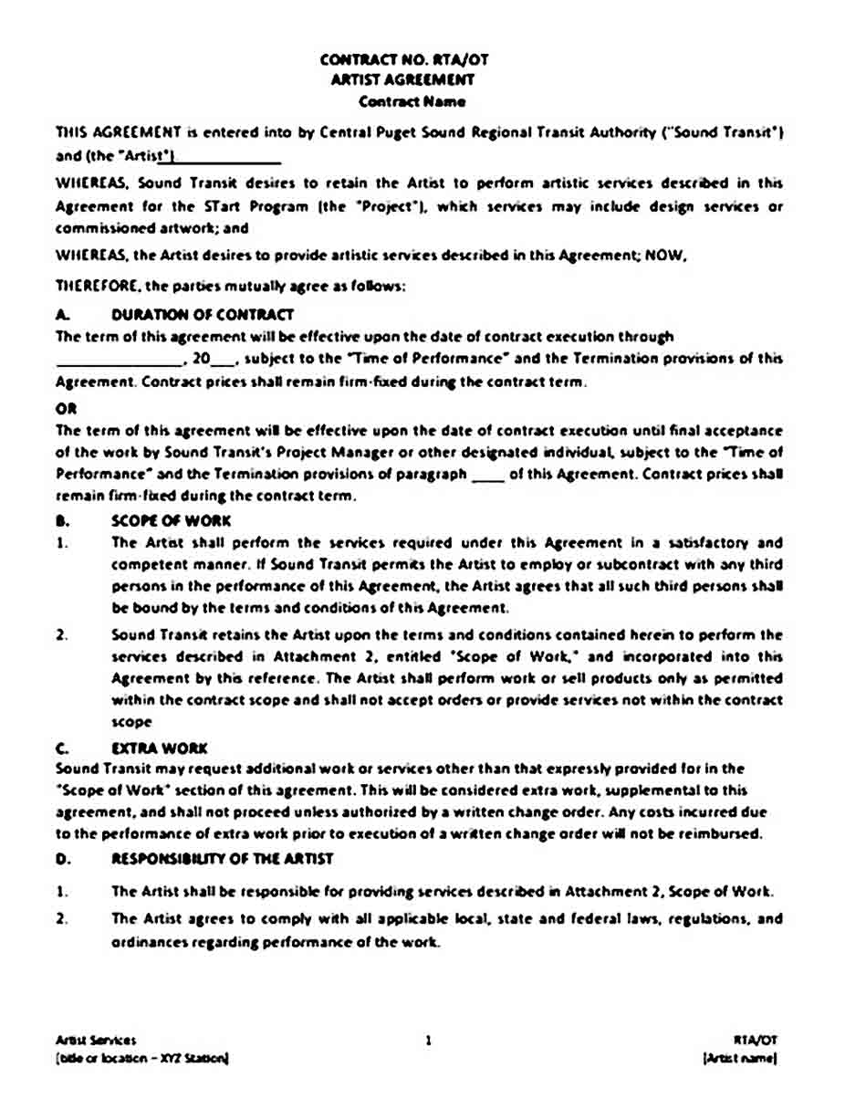 Artist Contract Agreement