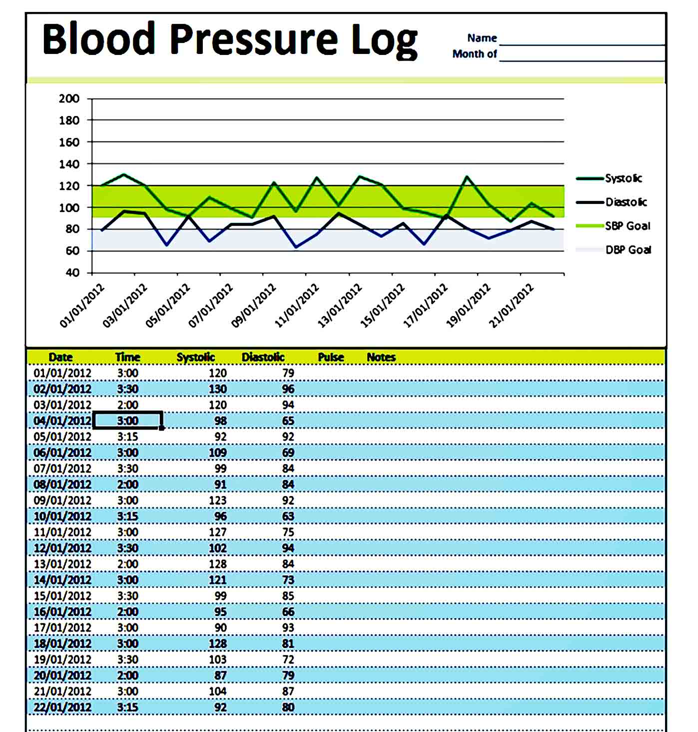Blood Pressure Log Template 05