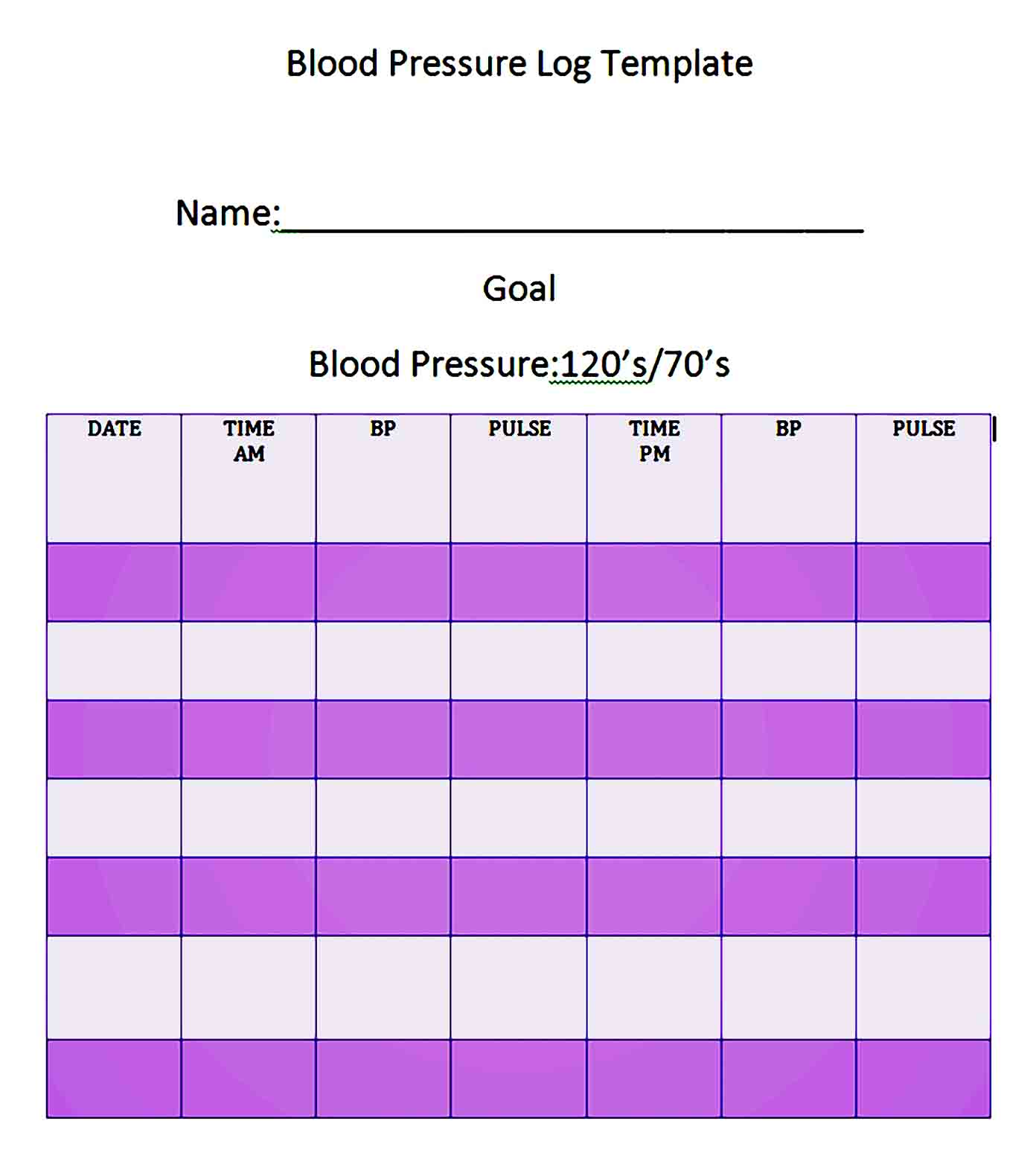 Blood Pressure Log Template 17