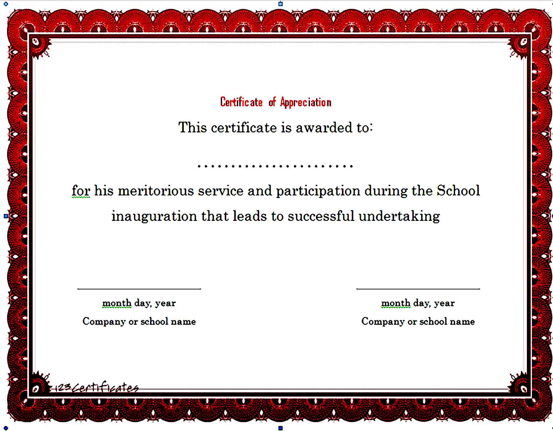 Certificate of Appreciation 01