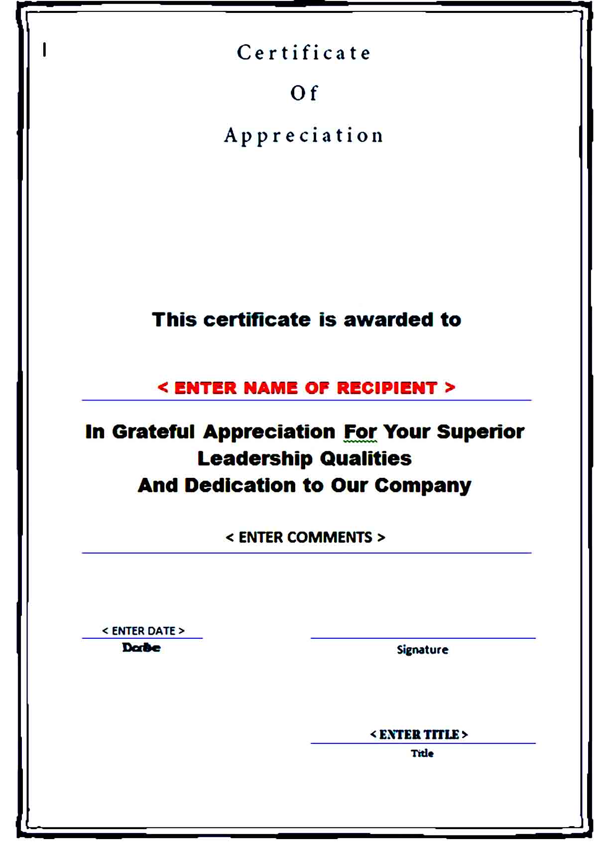 Certificate of Appreciation 12