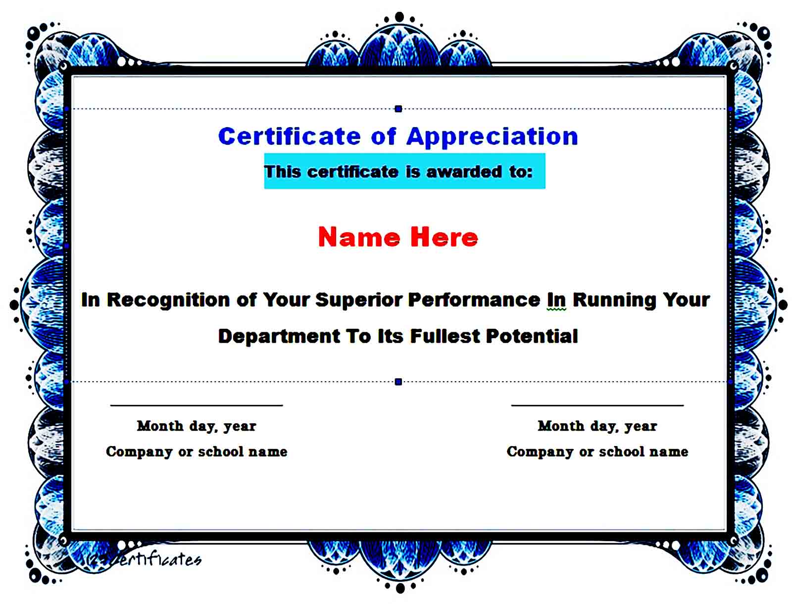 Certificate of Appreciation 15
