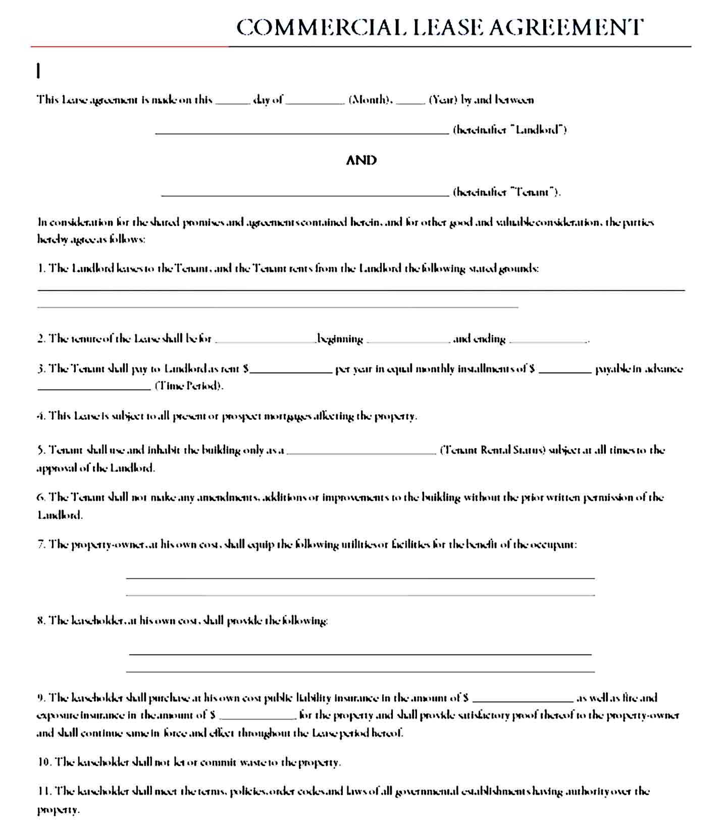 Commercial Lease Agreement Template 05