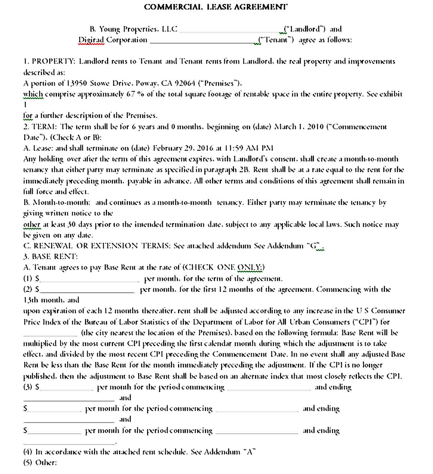 Commercial Lease Agreement Template 06