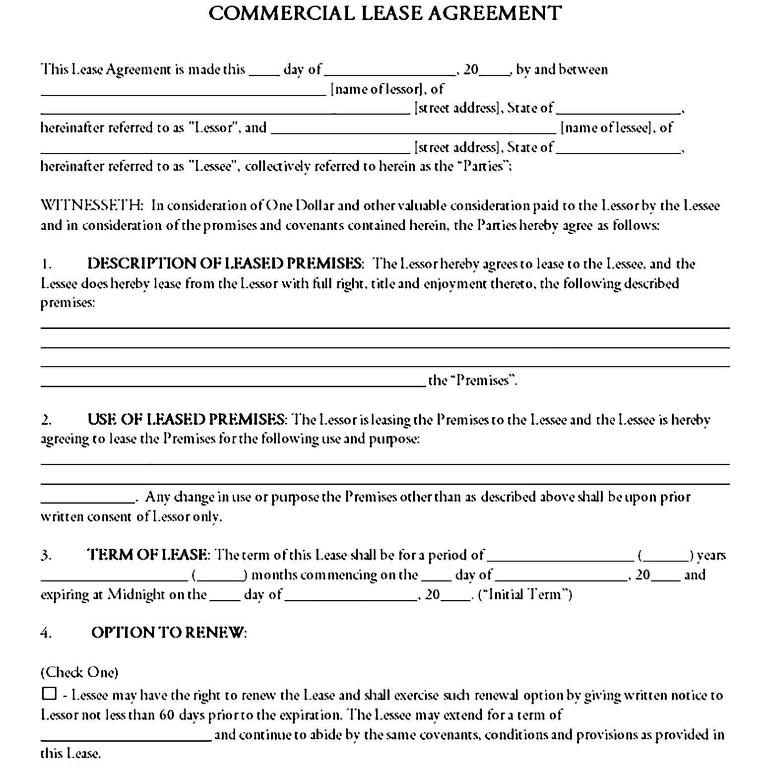 Commercial Lease Agreement Template 08