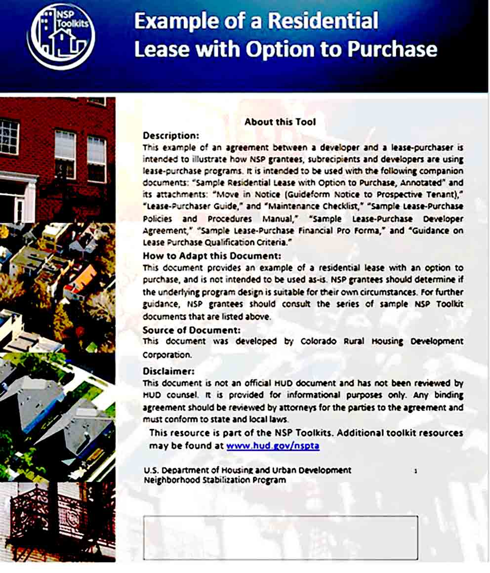 Home Lease Purchase Agreement in