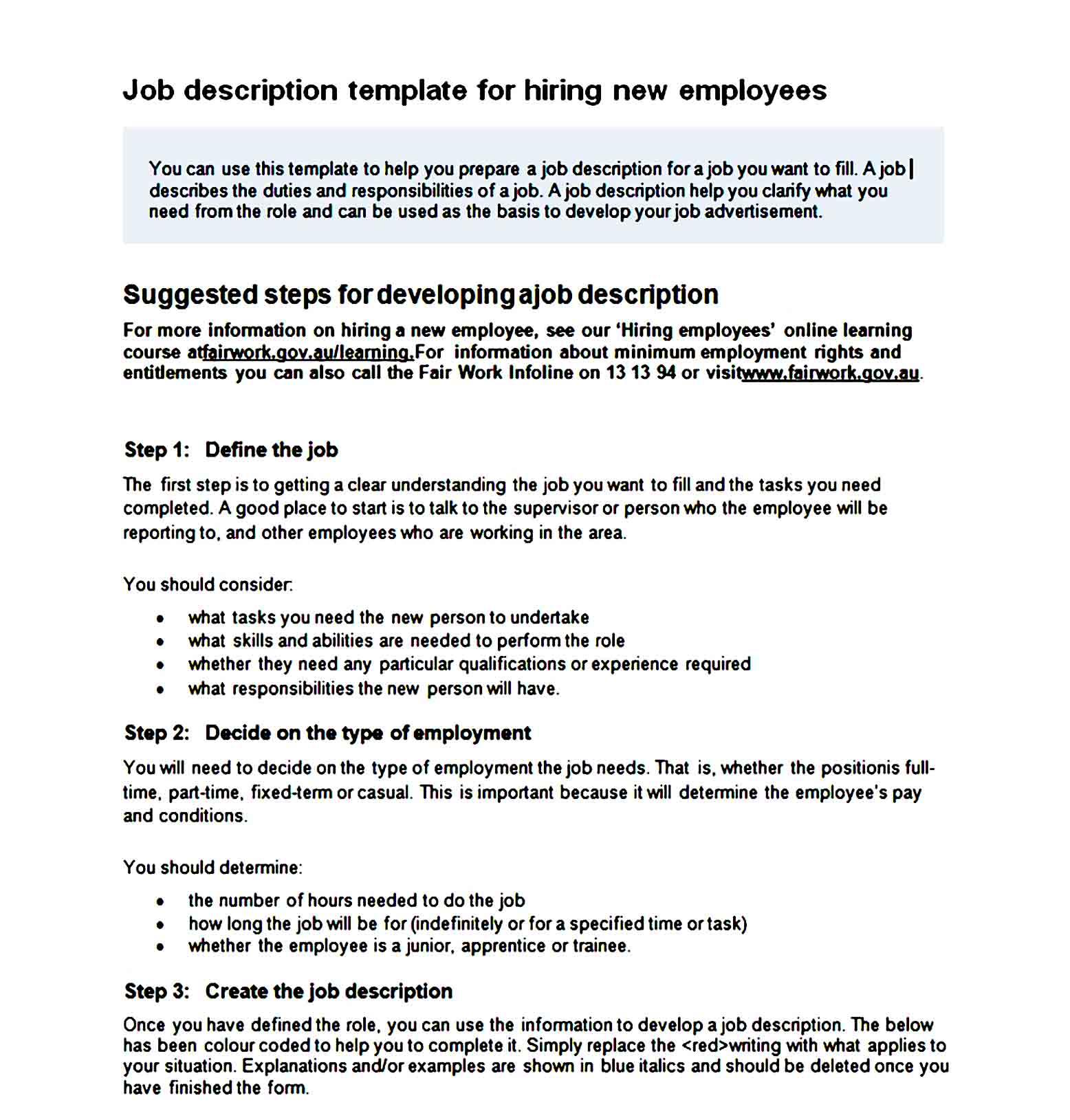 Job Description Template 03